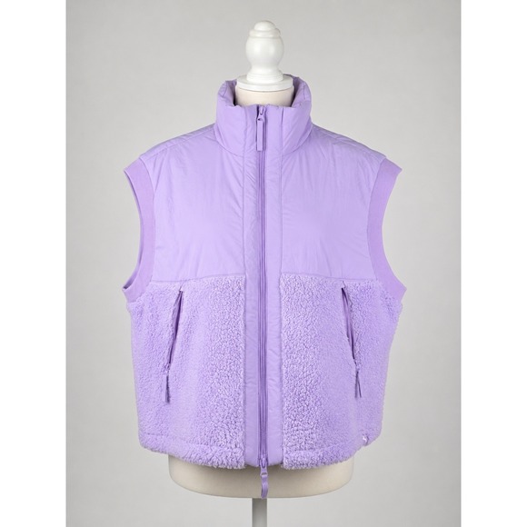 JoyLab Jackets & Blazers - JoyLab Womens Mixed Media Sherpa Fleece Puffer Vest Purple Large New Winter Chic
